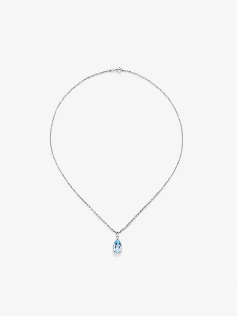 925 silver pendant with pear-cut sky blue topaz image number 0
