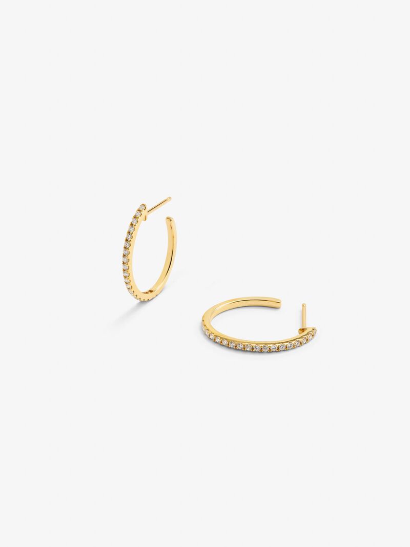 18K yellow gold ring earrings with white diamonds of 0.51 cts image number 2