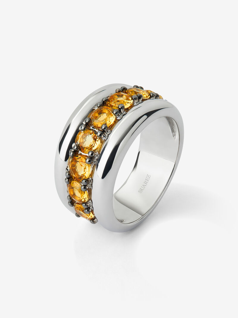 925 silver ring with paved brilliant-cut citrine quartz image number 0