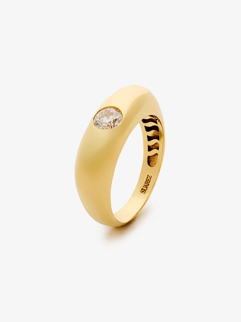 18K yellow gold ring with 0.4 ct brilliant cut diamond image number 0