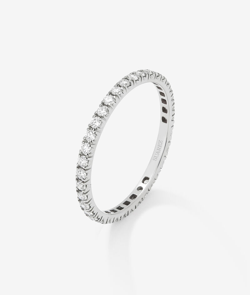 18K white gold full eternity engagement ring with claw-set diamonds. image number 0