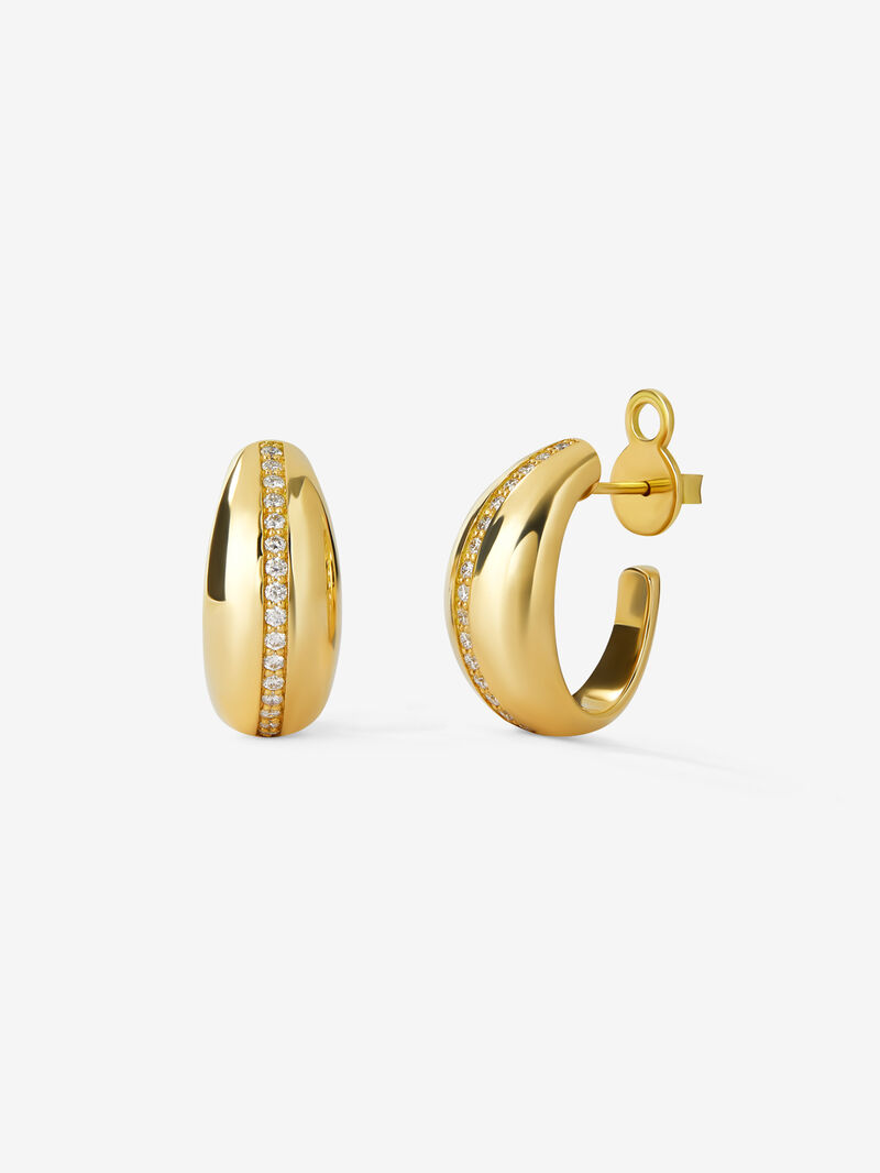 18K Yellow Gold Hoop Earrings with Brilliant-Cut Pavé Diamonds image number 0