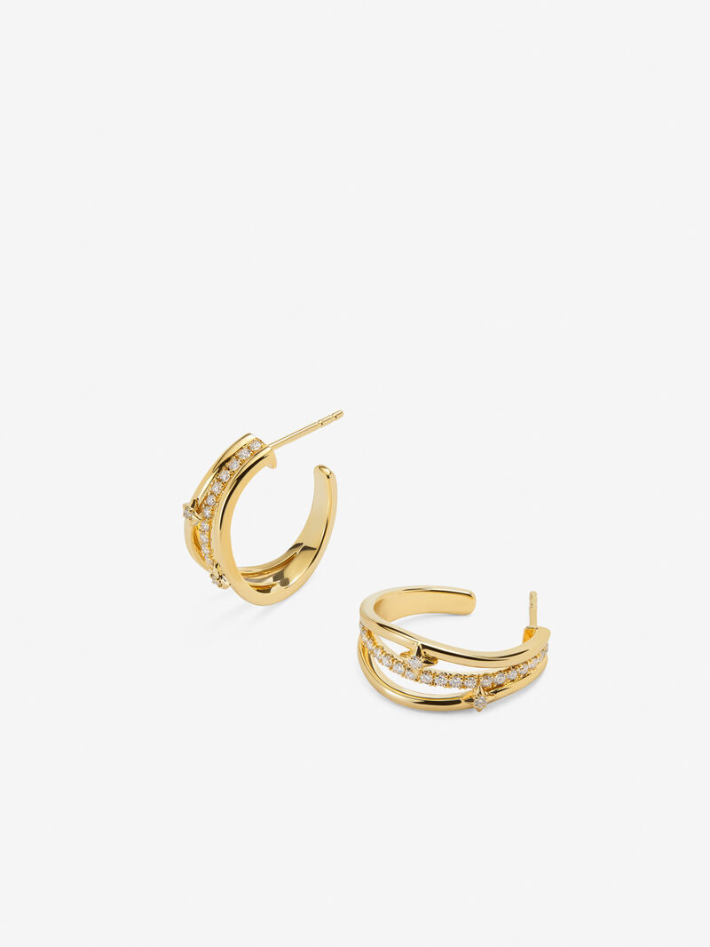 18K yellow gold hoop earrings with 40 brilliant-cut diamonds with a total of 0.37 cts image number 2