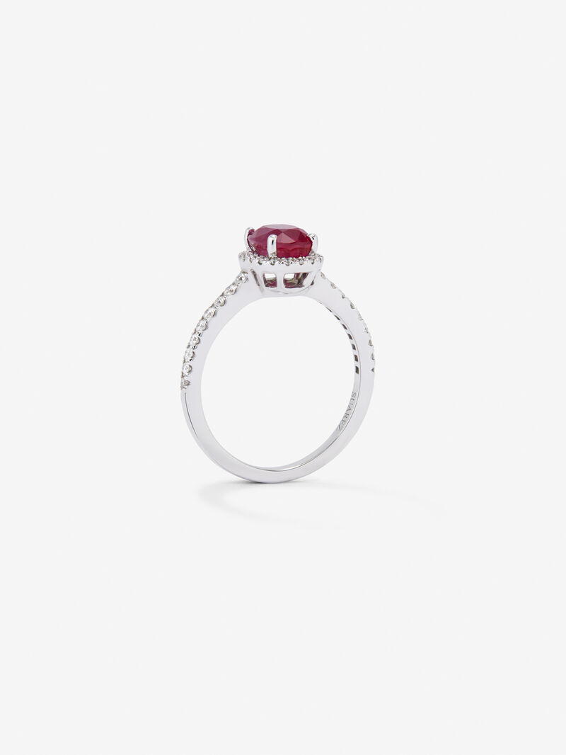18K White Gold Ring with intense red ruby ​​in 0.68 cts and white diamonds in a brilliant 0.31 cts image number 4