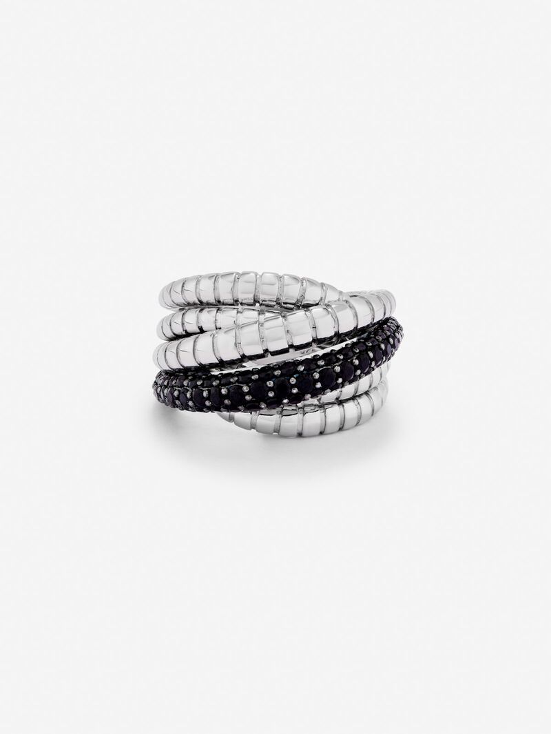 925 silver multi-arm ring with brilliant-cut black spinels image number 2