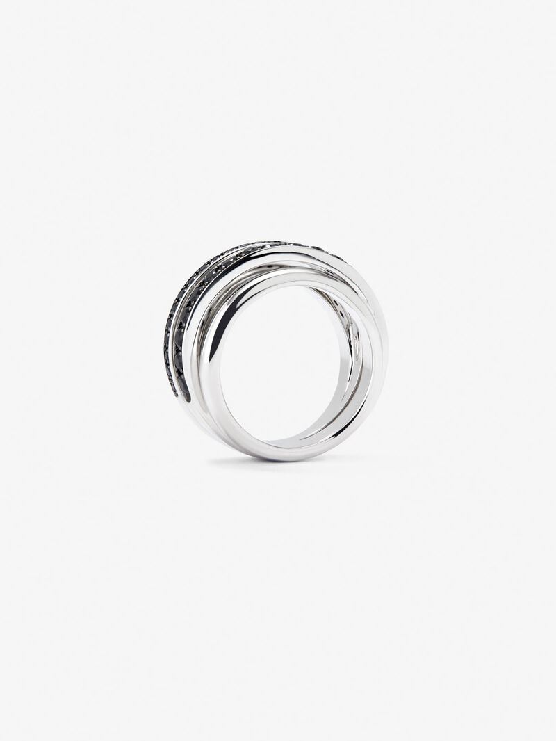 925 Silver Ring with Black Spinel Pavé image number 4