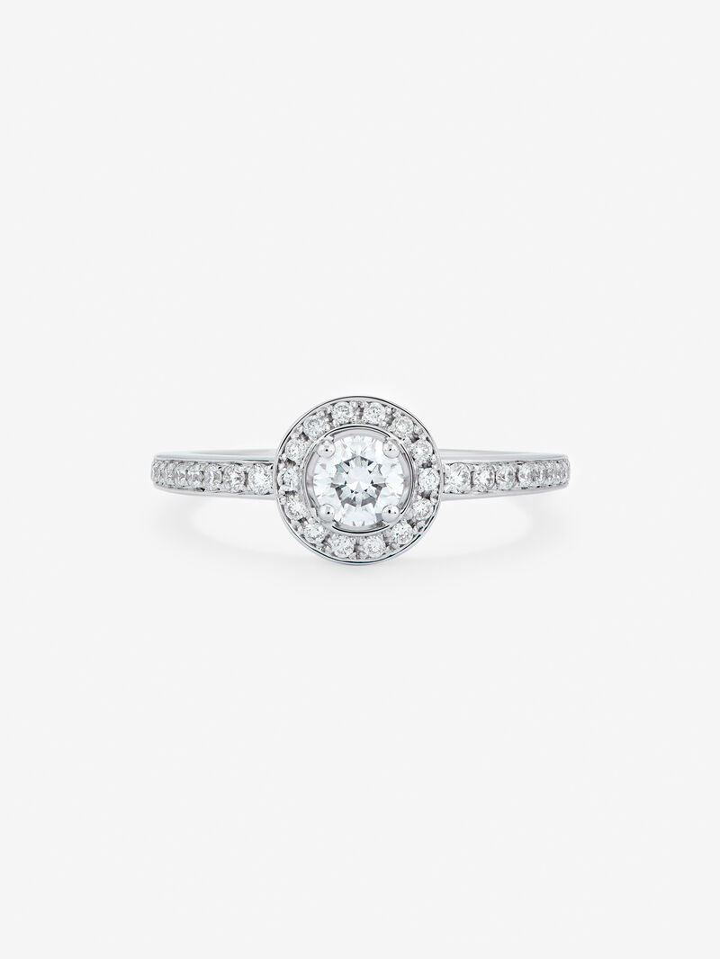 18kt White Gold Commitment Ring with 0.30cts Central Diamond image number 2