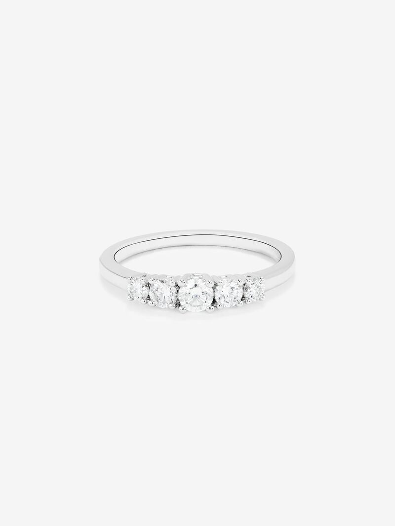 18K White Gold Cinquillo Ring with 0.77 CTS diamonds image number 2