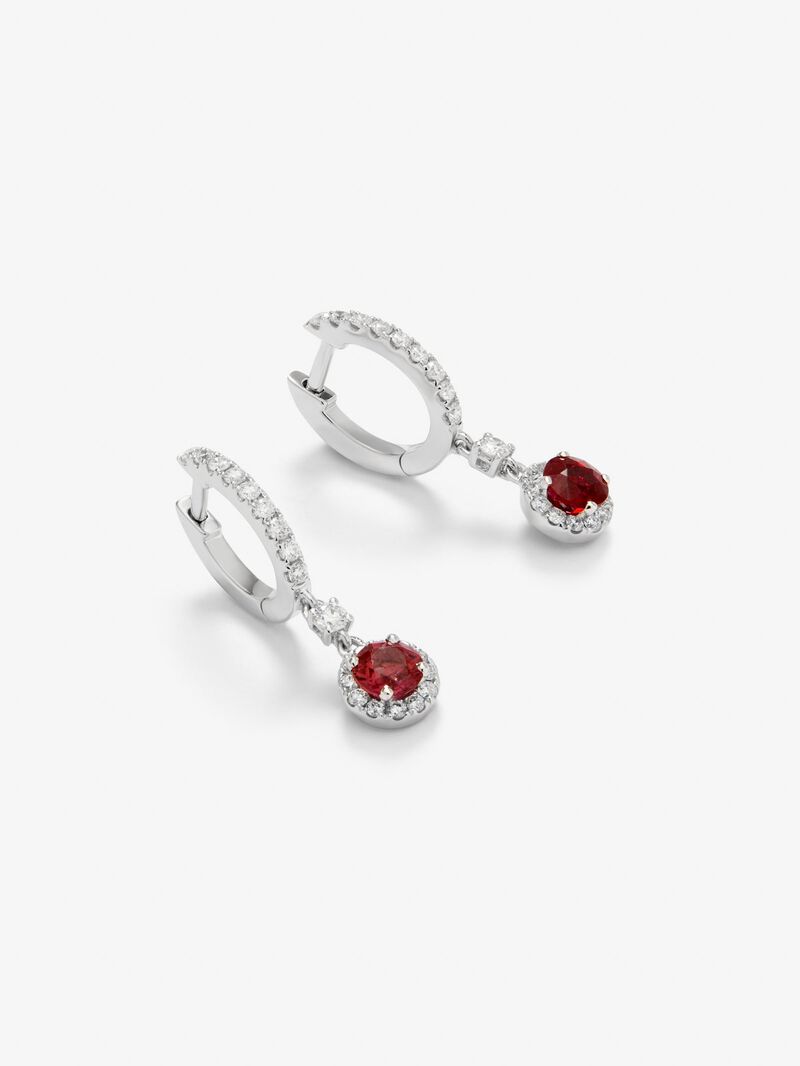 18K white gold ring slopes with red ruby ​​in bright size of 0.5 cts and white diamonds in bright size of 0.29 cts image number 2