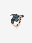Anillo salamandra de oro rosa de 18kt con piedras tsavoritas verdes y zafiros azules, SO15014-ORSAV_V