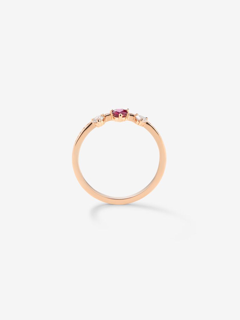18K Rose Gold Ring with Ruby and Diamonds image number 4