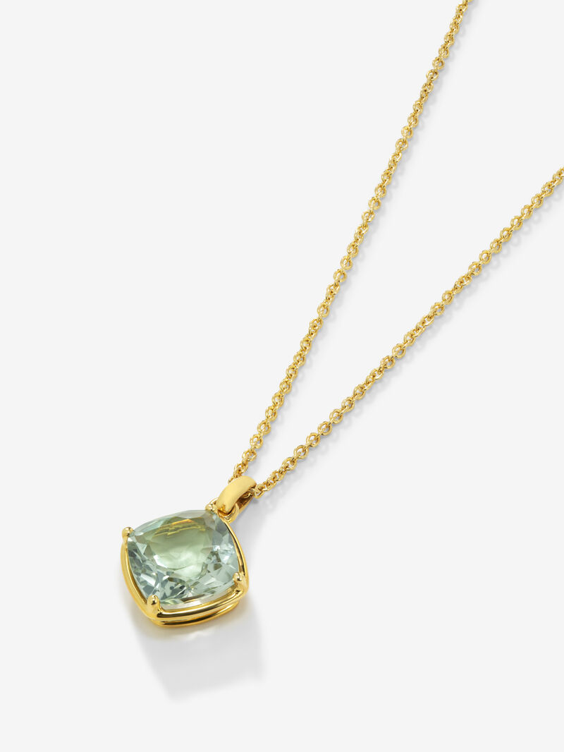 18K yellow gold pendant chain with green amethyst. image number 2