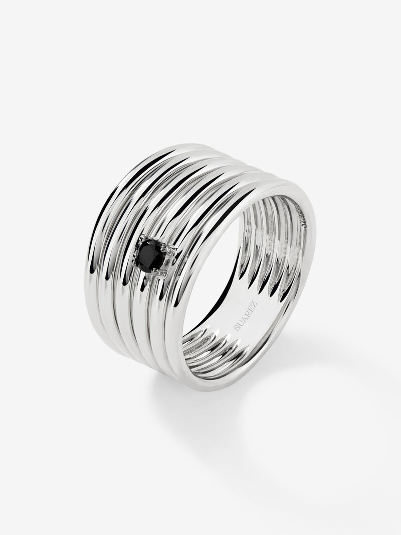 925 silver multi-arm ring with brilliant-cut black spinel image number 0