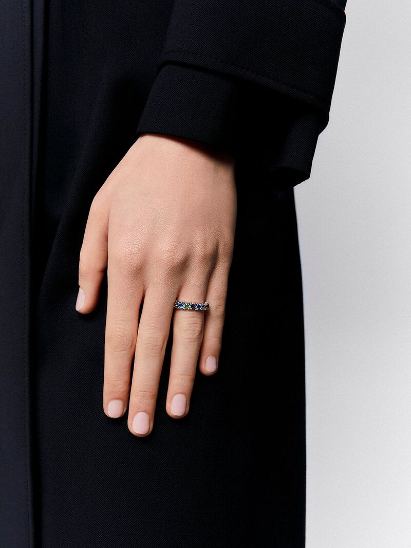 925 silver ring with brilliant-cut peridots, purple amethysts, citrine quartz and Swiss blue topaz image number 3