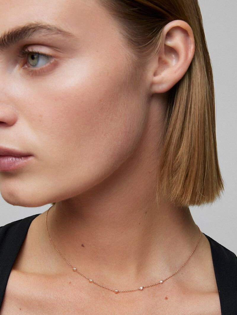18K Rose Gold Choker Necklace with Diamonds image number 3