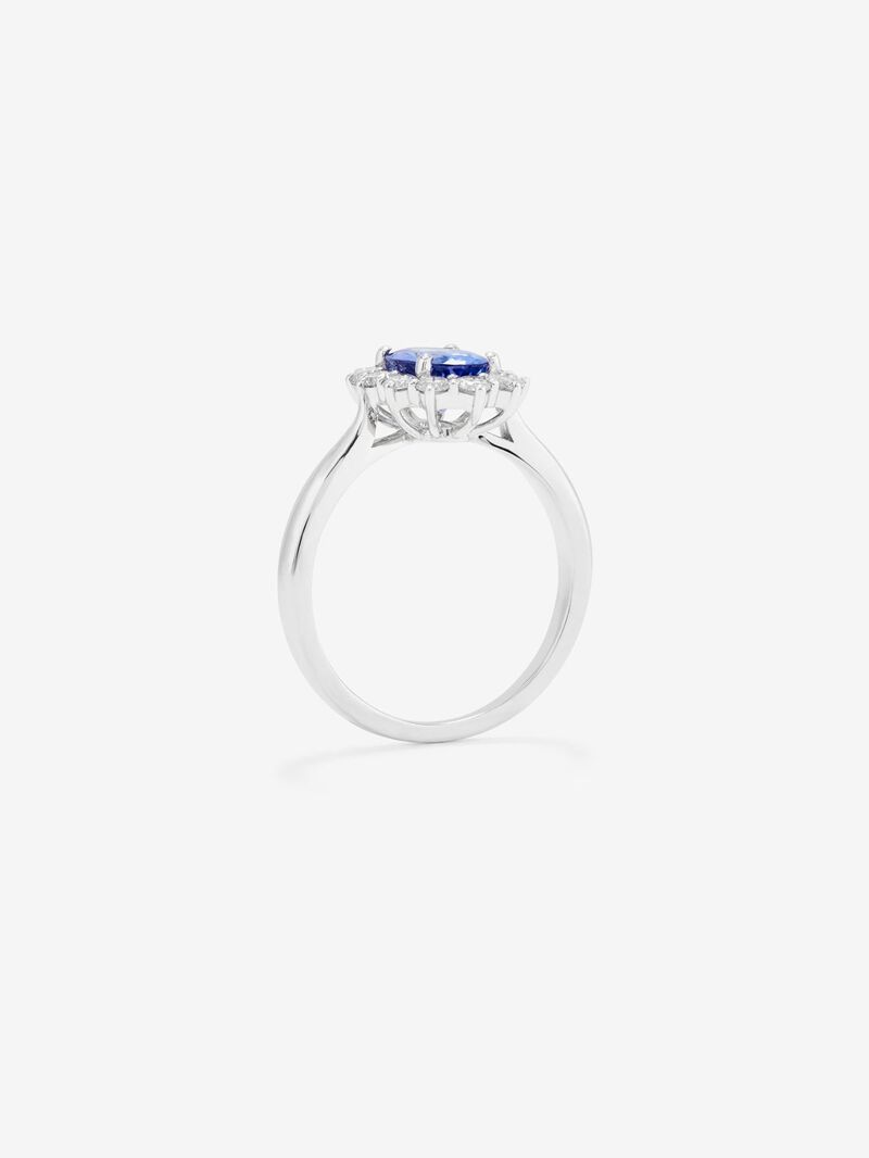 18K white gold ring with tanzanita in oval size 1.24 cts and white diamonds in bright size image number 4