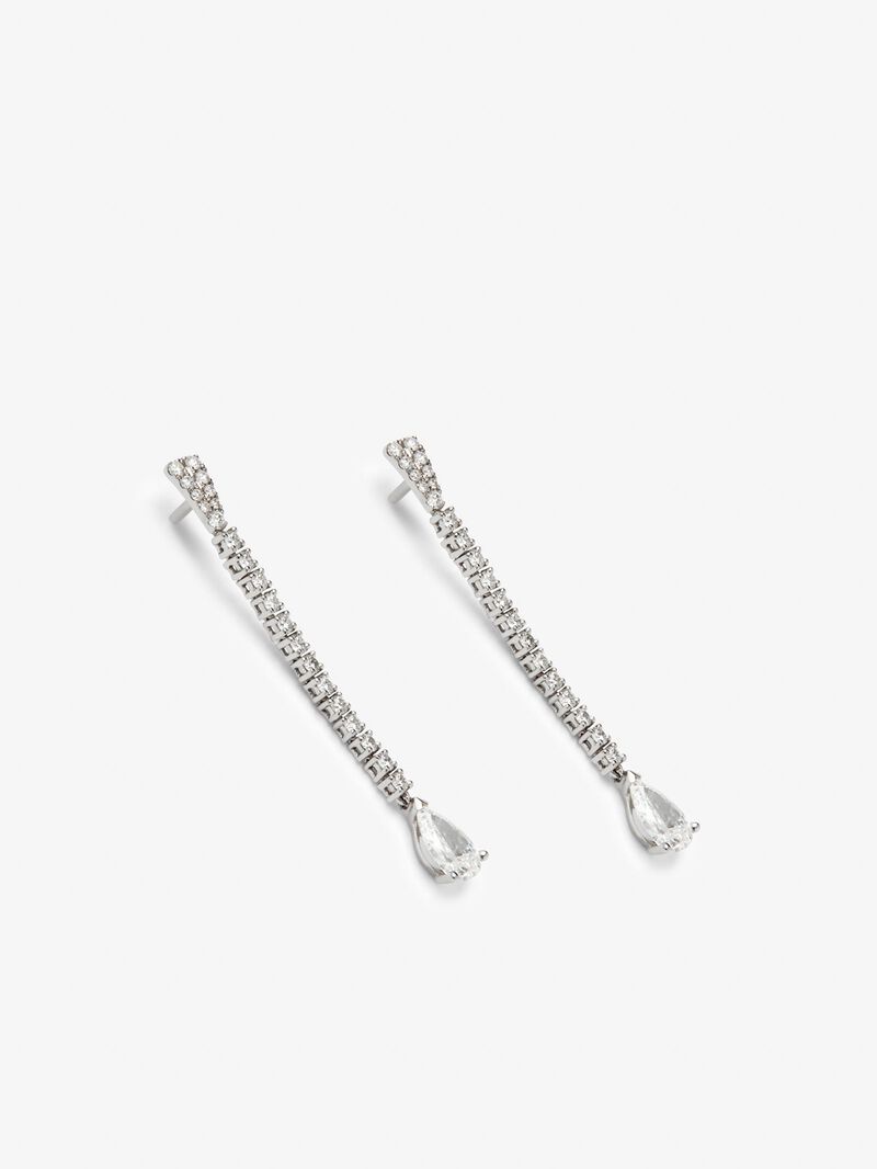 18K white gold earrings with 1.72 ct pear-cut and brilliant-cut diamonds image number 2