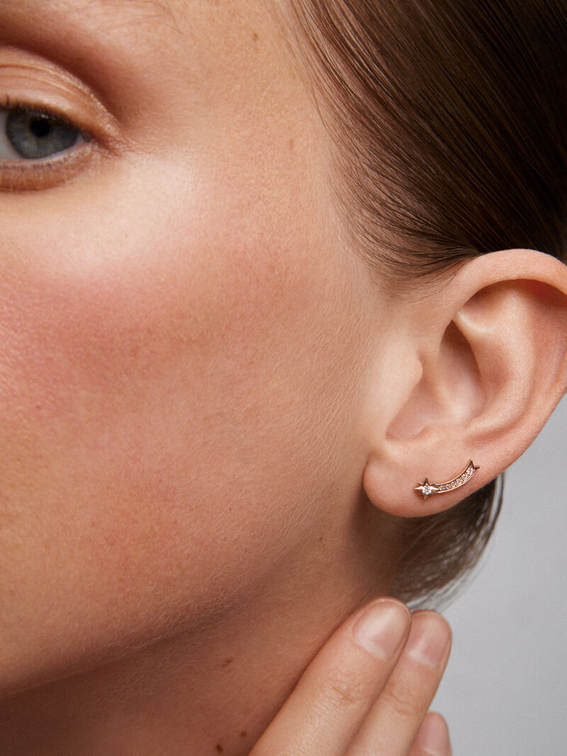 Individual 18K rose gold earring with 7 brilliant-cut diamonds with a total of 0.05 cts image number 3