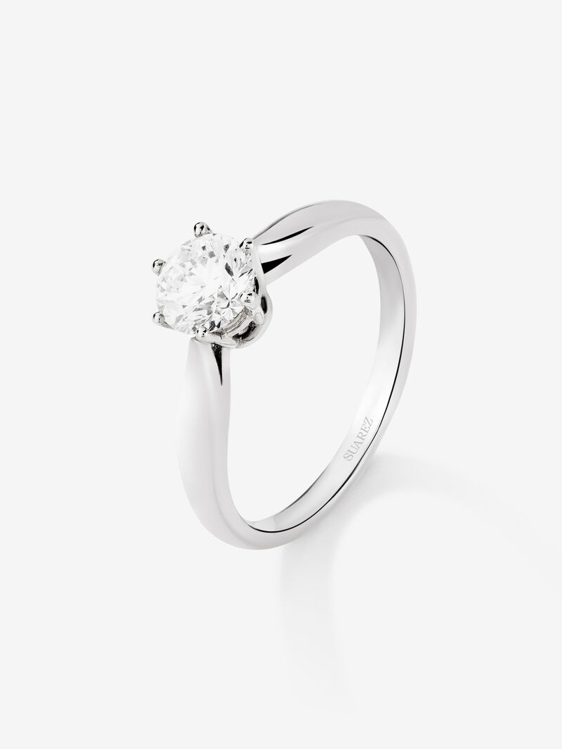 18K White Gold Commitment Ring with 0.7 carat central diamond image number 0