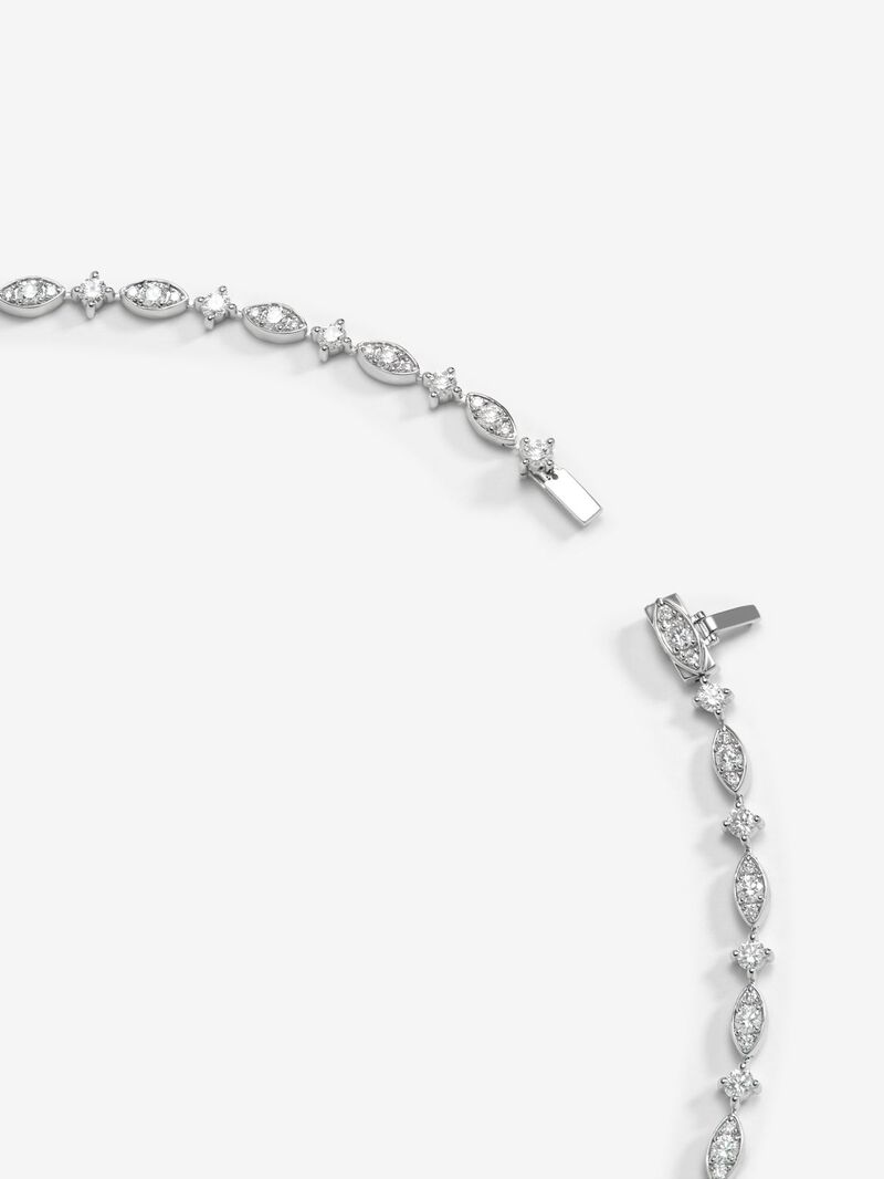 18K white gold necklace with intense blue sapping pear size 2.08 cts, royal blue zafiro in 2,07 cts and white diamonds in 6.38 cts bright diamonds image number 4