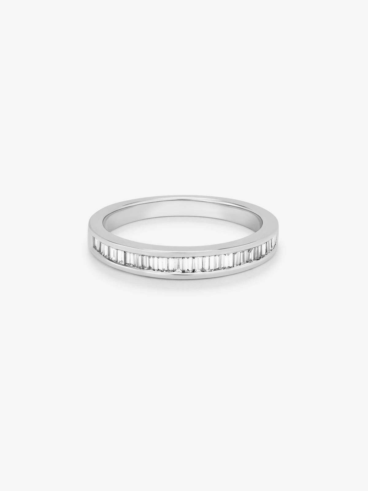 Anillo alianza media de compromiso de oro blanco de 18K con