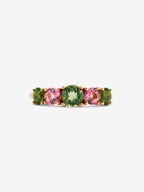 Anillo de oro rosa de 18kt con piedras turmalina multicolor, SO21165-ORTRMULT_V