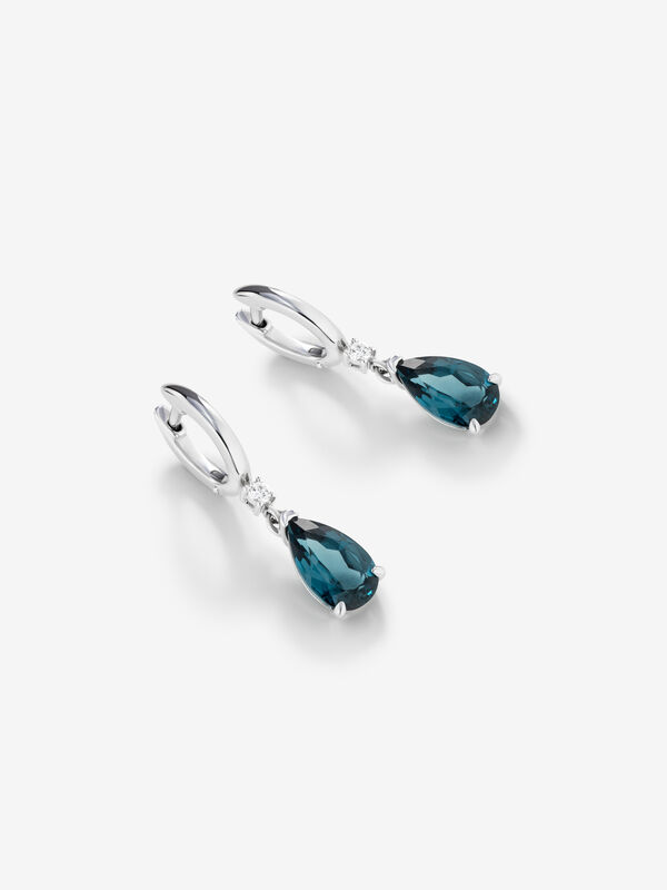 Silver earrings with London blue topaz and diamonds, PE22091-AGDLN105X65_V
