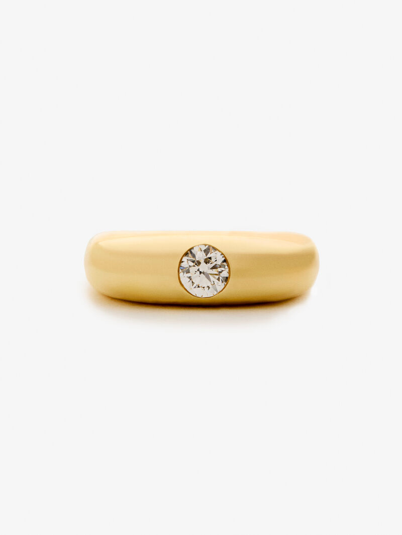 18K yellow gold ring with 0.4 ct brilliant cut diamond image number 2
