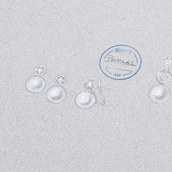 Pearls earrings, PE16028-OBPAD3,5