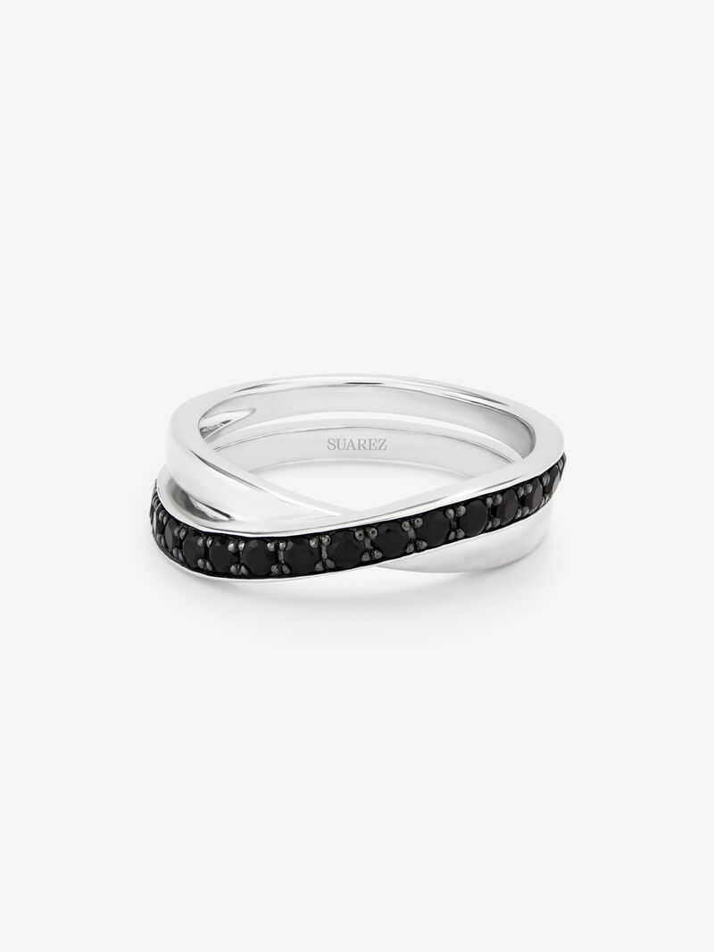 927 Silver Crossed Ring with Spinel Stones image number 2