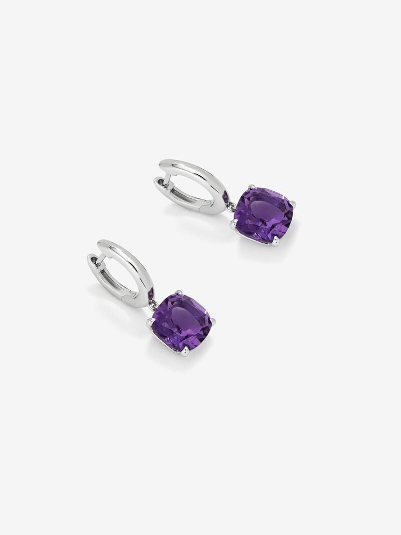 Silver earrings with purple amethists image number 1