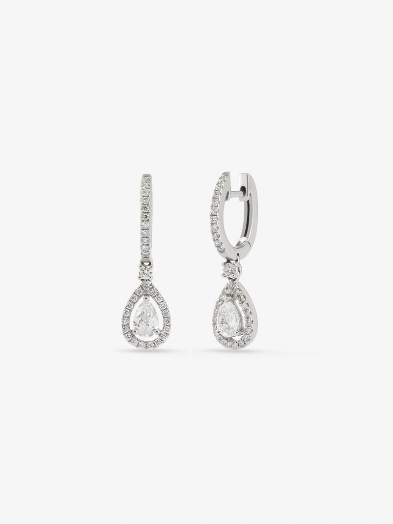 18K white gold earrings with 1.02 ct pear-cut and brilliant-cut diamonds image number 0