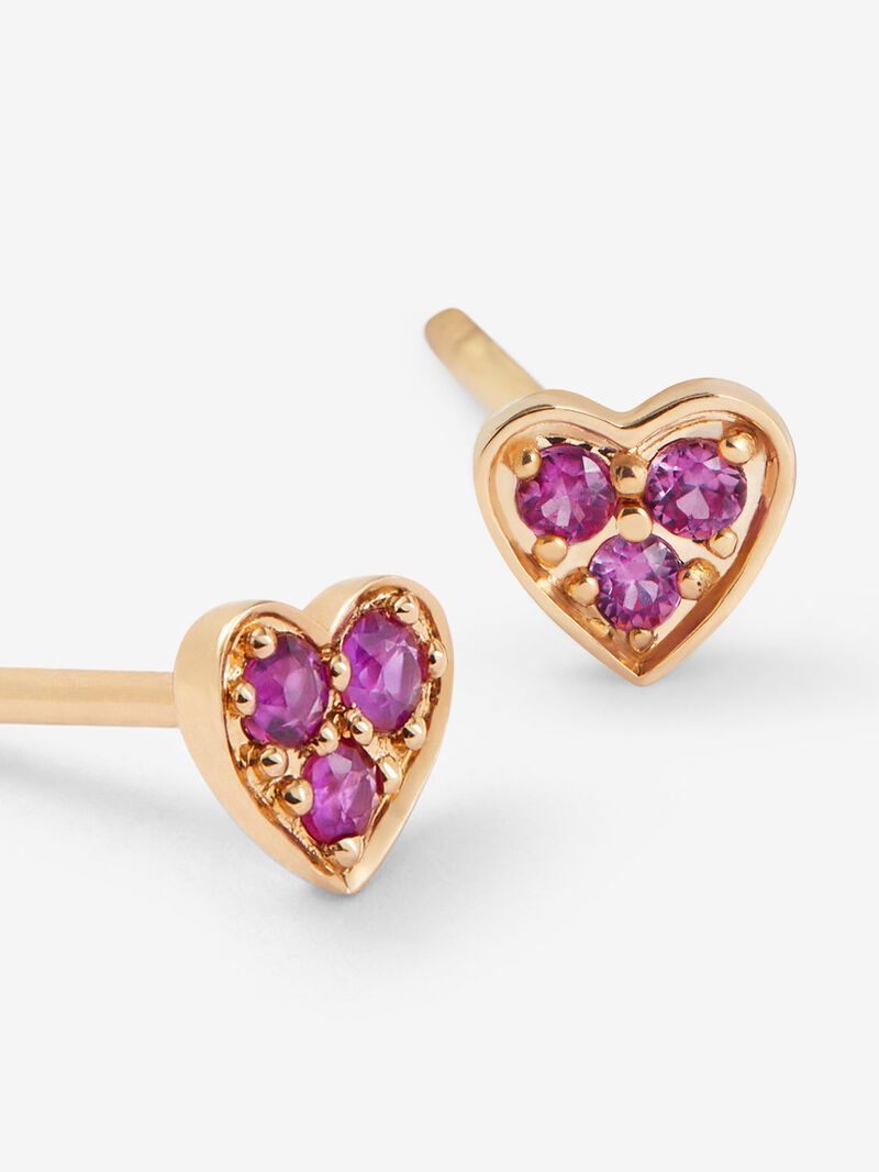 18K rose gold earrings with paved brilliant-cut pink sapphires with a total of 0.17 cts image number 2