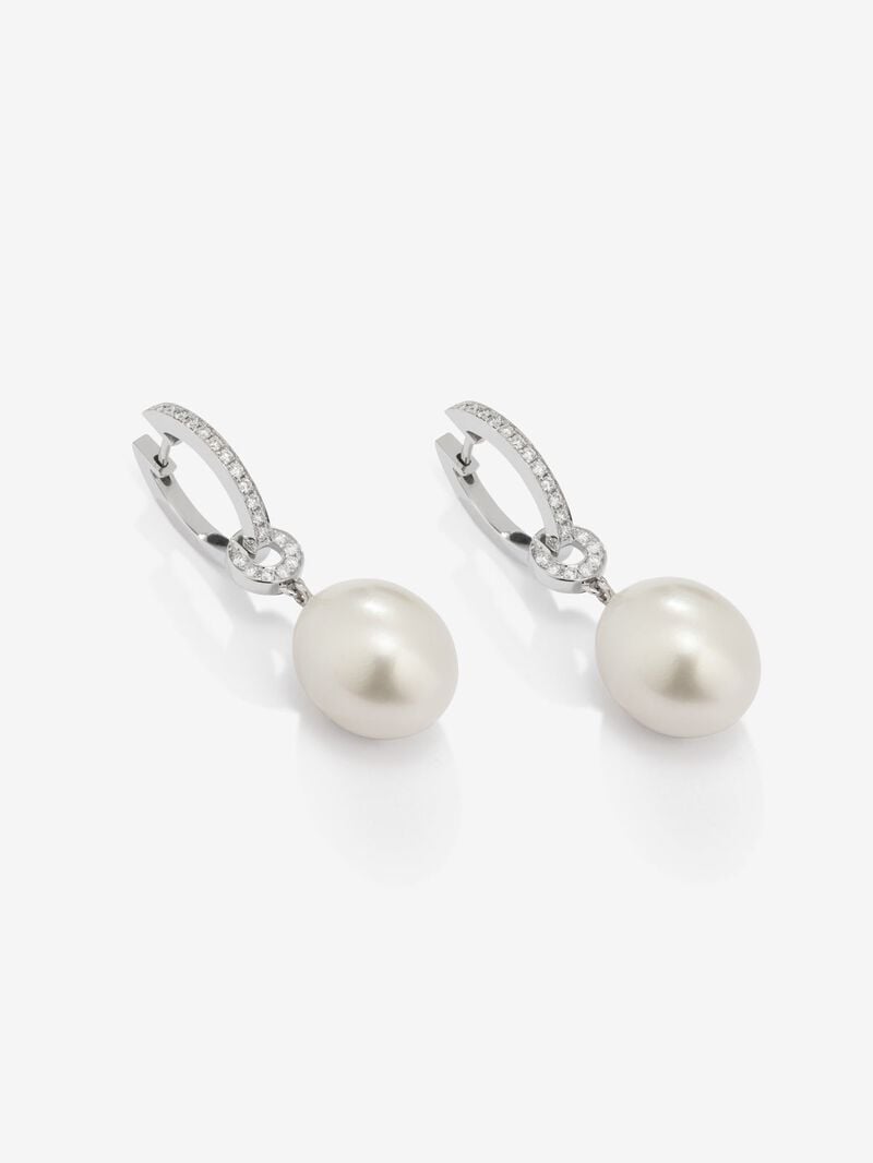 18K white gold ring pending with 9 mm and diamond Australian pearl pendant image number 2