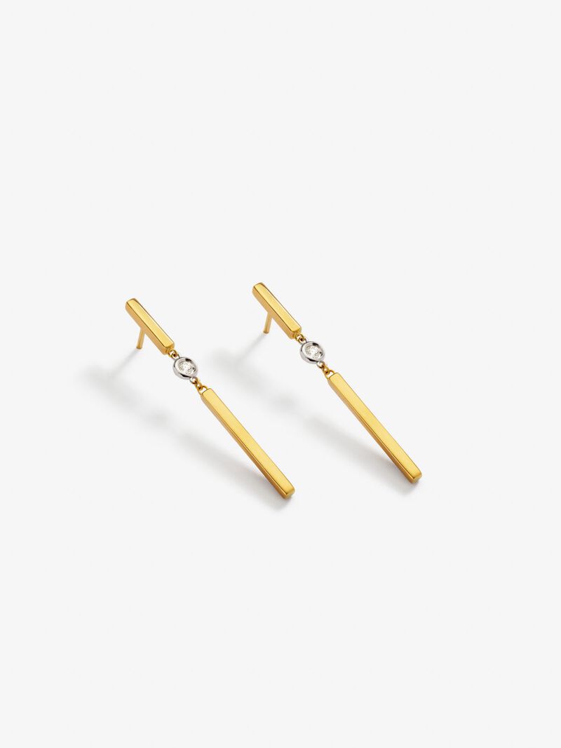 18K yellow gold earrings with 0.07 ct brilliant cut diamonds image number 2