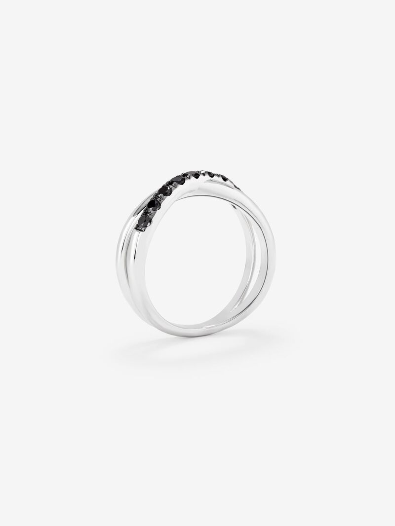 925 Silver Crossed Ring with Spinels image number 4