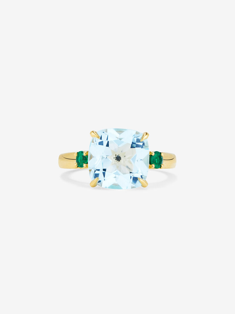 18k yellow gold solitaire ring with sky topaz image number 2