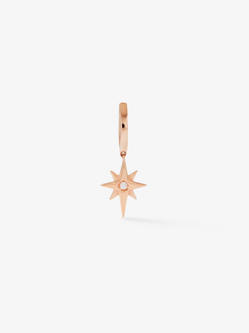 Individual 18K rose gold earring with 0.05 ct brilliant cut diamond image number 0