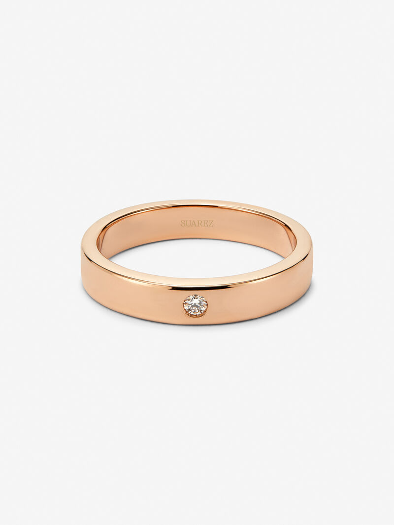 18K rose gold ring with brilliant cut diamond with a total of 0.03 cts image number 2