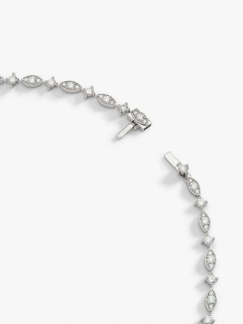 18K white gold necklace with blue cornflower sapphir image number 4