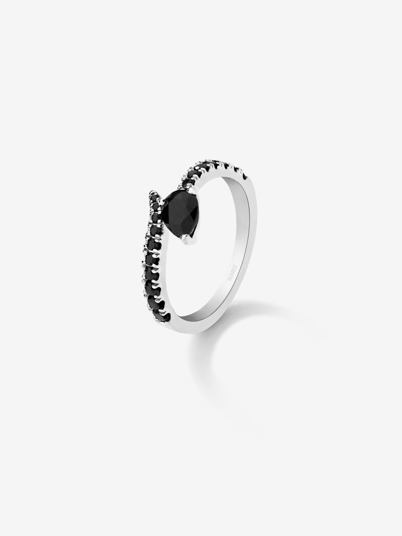 925 silver open ring with 19 pear-cut and brilliant spinels image number 0