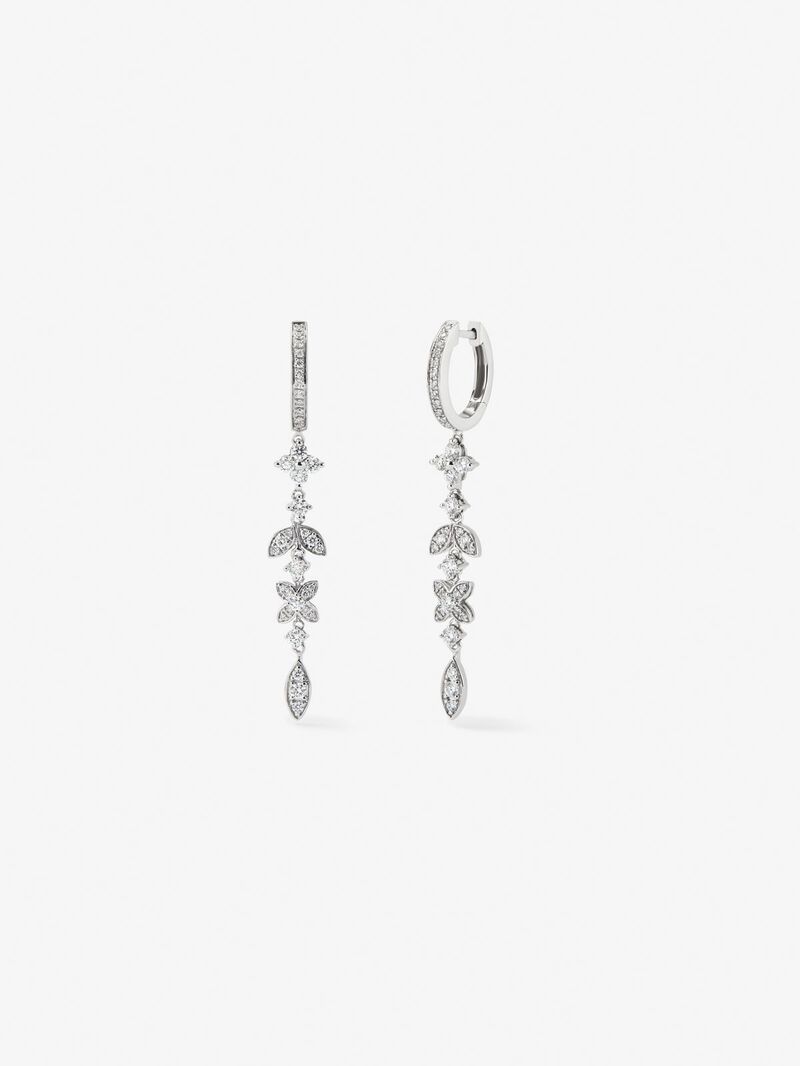 18K white gold earrings with 70 brilliant-cut diamonds with a total of 0.75 cts image number 0