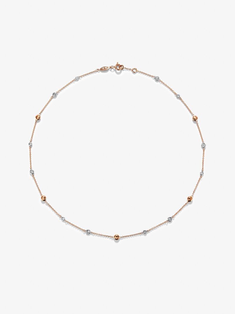 18K rose gold necklace with 12 brilliant-cut diamonds with a total of 0.38 cts image number 0