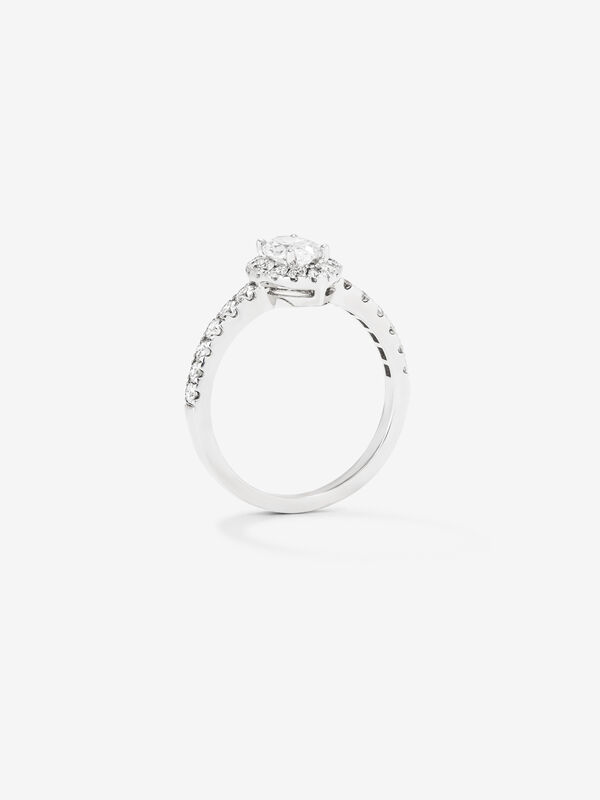 Anillo de oro blanco de 18kt con diamante marquisse y orla de diamantes, SO21043-00D070/A003_V