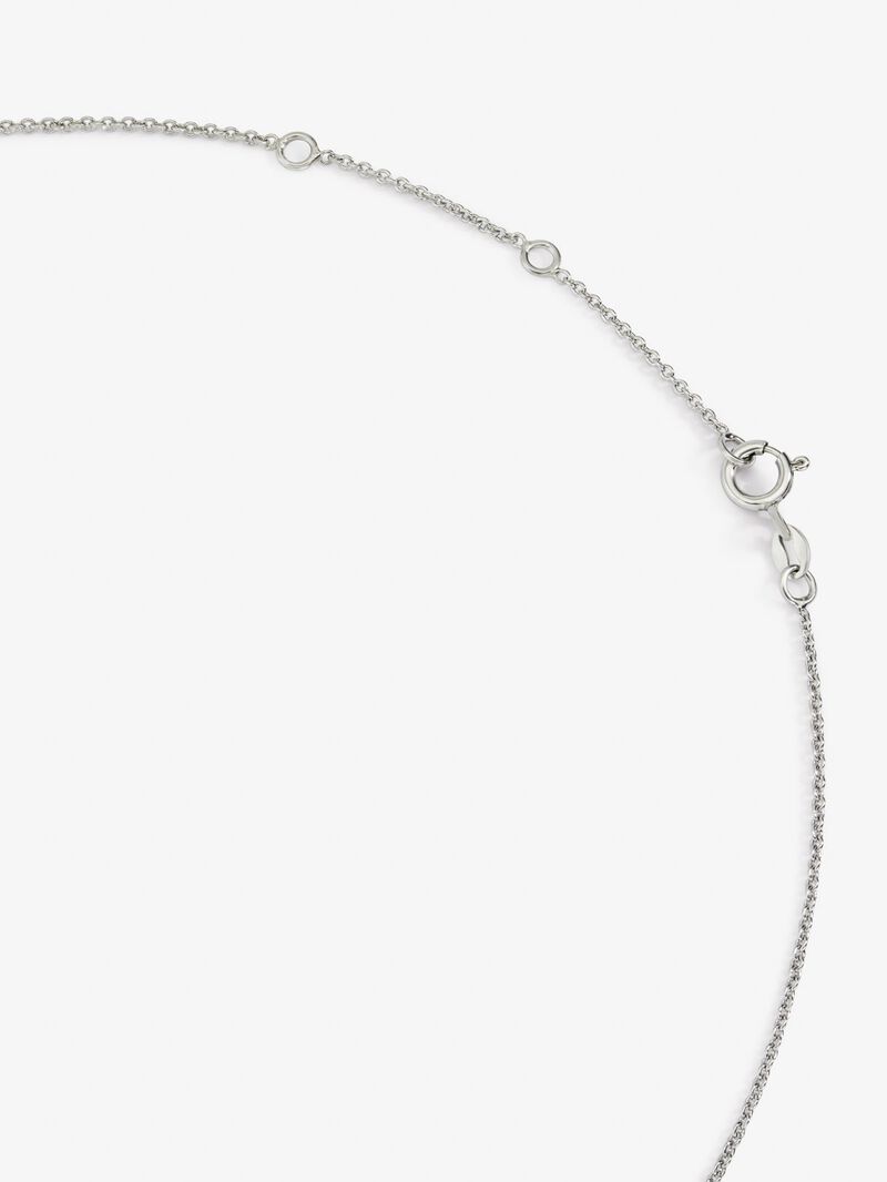 18K white gold pendant with letter C paved with 7 brilliant-cut diamonds with a total of 0.05 cts image number 4