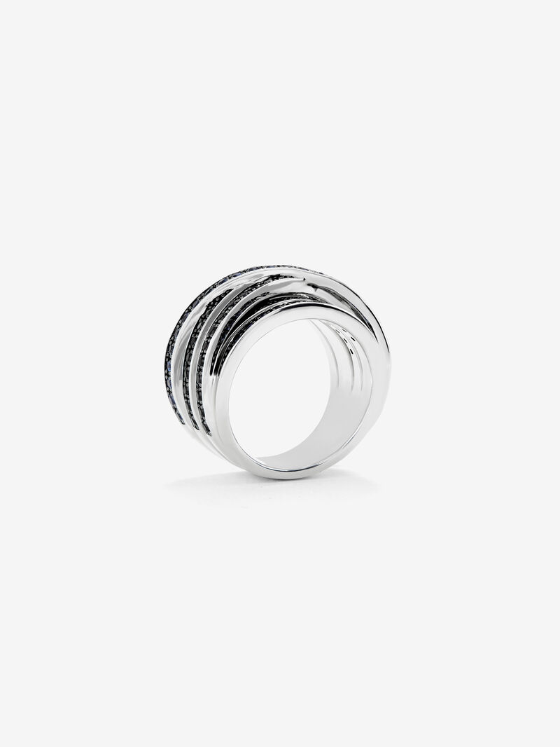Wide multi-arm 925 silver ring with spinels and sapphires image number 4