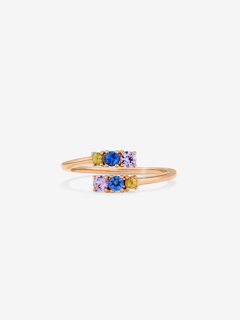 You and me ring in 18K rose gold with 6 multicolored sapphires with a total of 0.49 cts image number 2