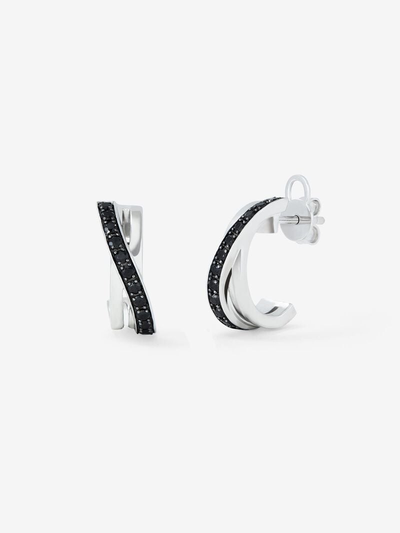 Crossed hoop earrings made of 925 silver with spinels image number 0