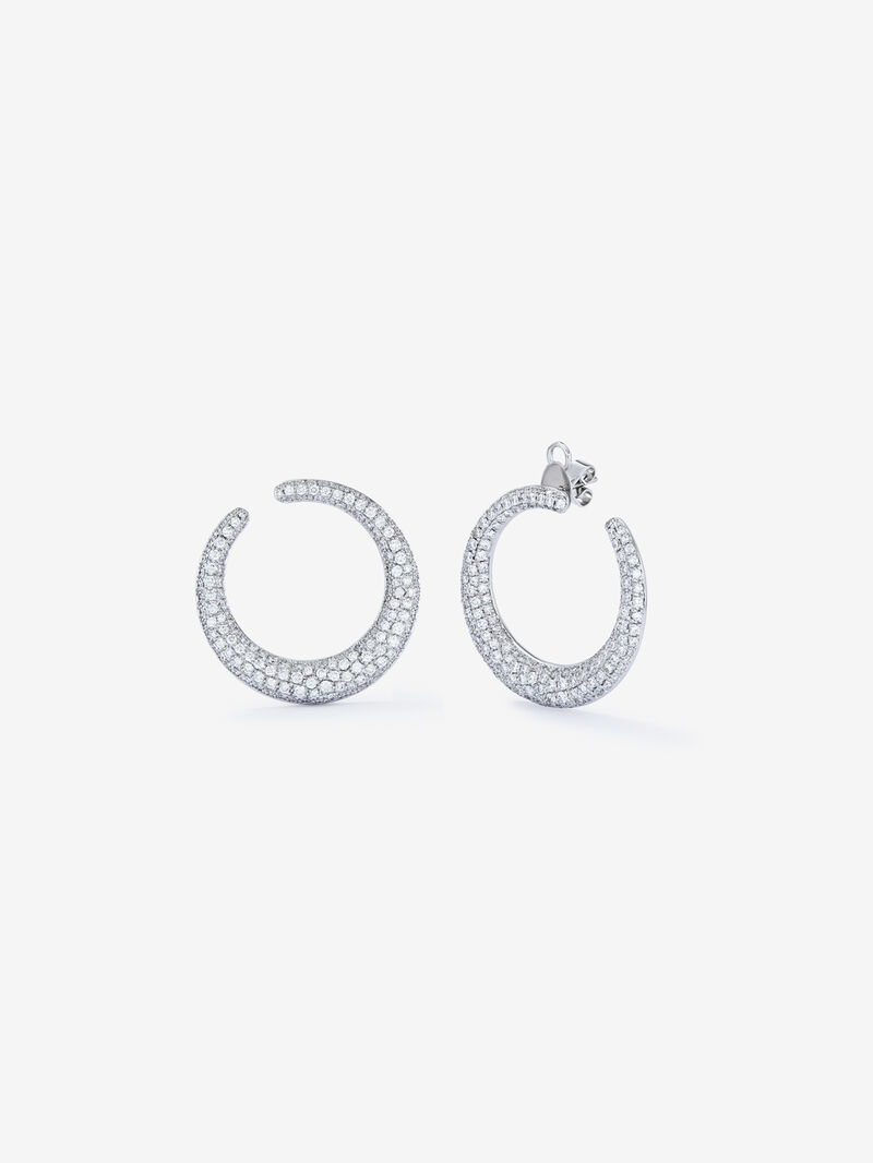 Great Open White Gold Open Aro Earrings with White Diamond Pavé image number 0