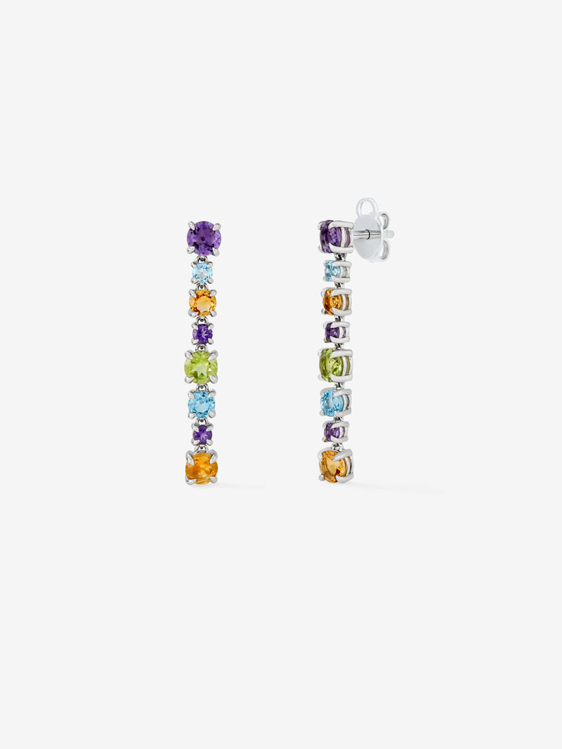 Long 925 silver earrings with multicolored gems image number 0